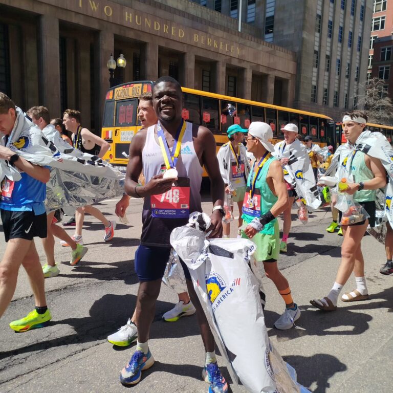 Tom Sadat at the 2024 Boston Marathon